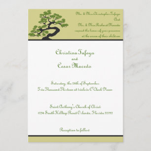 arbre vert japonais de bonsaïs du faire-part de