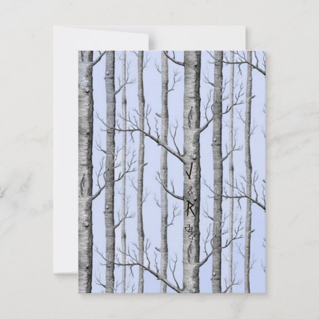 Arbres à Faire-part de mariage bleues (Devant)