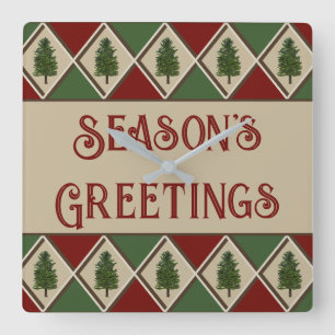 Arbres à pin et horloge murale Arlequin