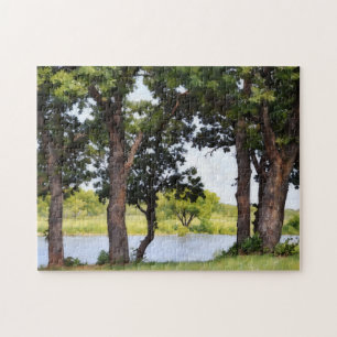 Arbres au lac Paisible Nature Art Puzzle