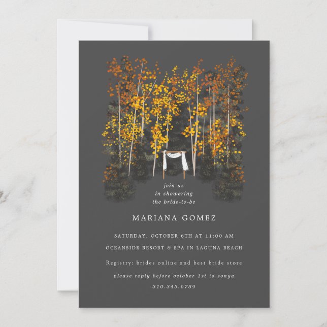 Arbres d'automne Altar Mariage Grey Invitation (Devant)