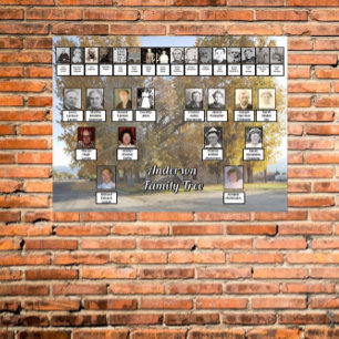 Arbres d'automne dorés Poster de l'arbre généalogi