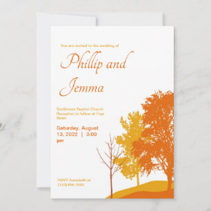 Arbres d'automne Faire-part de mariage de silhouet