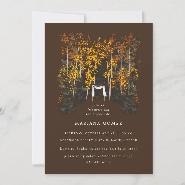 Arbres d'automne Mariage d'autel Invitation Brown (Devant)