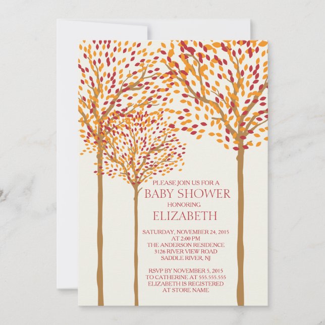 Arbres d'automne modernes Invitation Baby shower n (Devant)