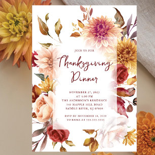 Arbres d'automne modernes Thanksgiving Invitation