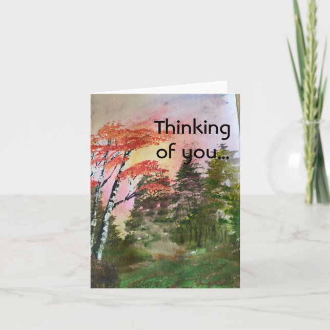 Arbres de bouleau d'automne pensant à vous carte (Devant)