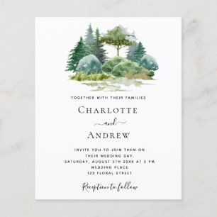 Arbres de forêt mariage budget aquarelle simple