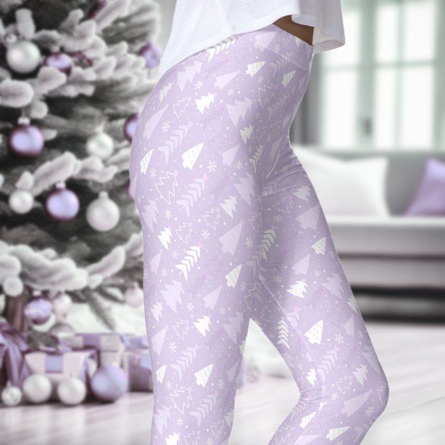 Arbres de lavande violet Hiver Leggings de Noël (Purple Lavender Trees Winter Christmas Leggings)