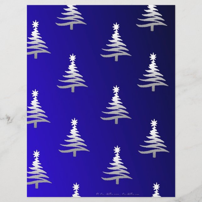 Arbres de Noël Argent sur Bleu Cobalt (Devant)