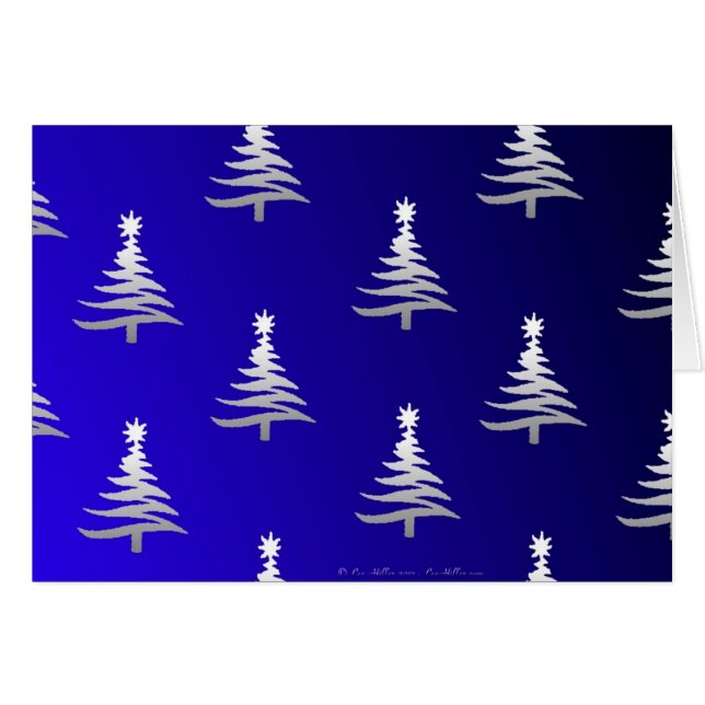 Arbres de Noël Argent sur Bleu Cobalt (Devant horizontal)