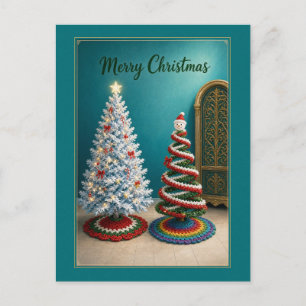 Arbres de Noël au crochet sur carte postale sarcel