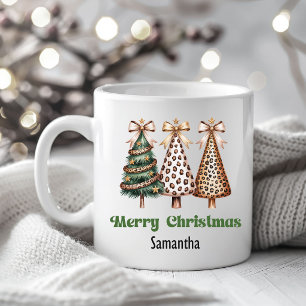 Arbres de Noël au léopard artistique Mug personnal