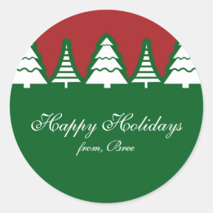 Arbres de Noël autocollants de vacances rouges et
