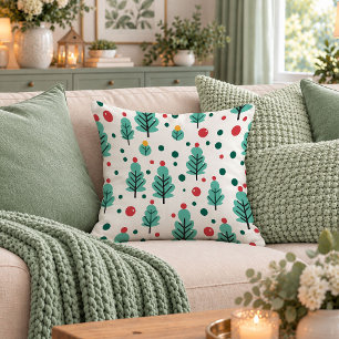 Arbres de Noël Chic Coussin d'accent Rouge Vert Ar