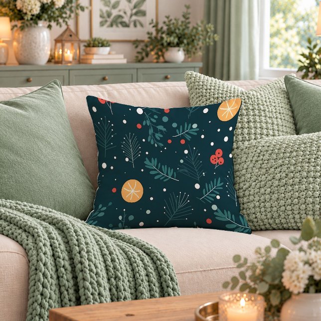 Arbres de Noël Chic Coussin d'accent Rouge Vert Ar (Chic Christmas Trees Red Green Accent Pillow Art)