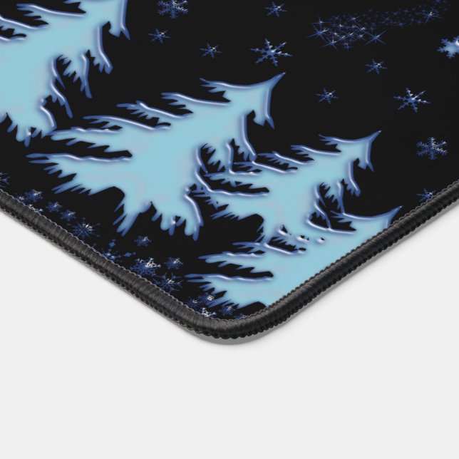 Arbres de Noël et étoiles brillants bleus dans le  (Coin)