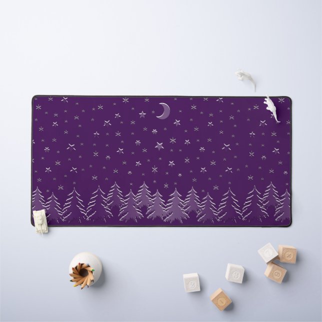 Arbres de Noël et étoiles en violet (Tableau pour enfants)