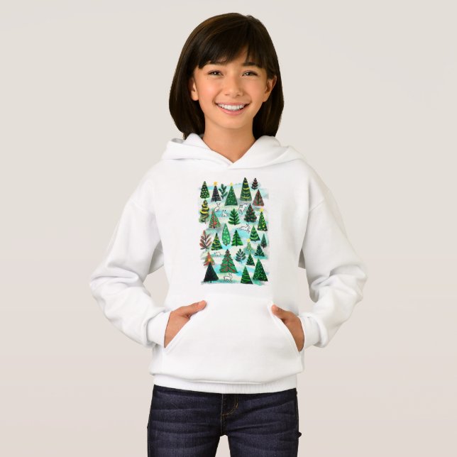 Arbres de Noël et lièvres à neige (Devant entier)