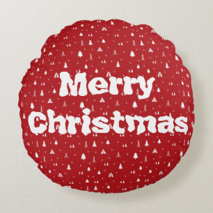 Arbres de Noël et Snowflakes Coussin rond