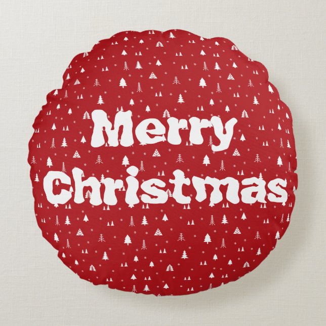 Arbres de Noël et Snowflakes Coussin rond (Devant)