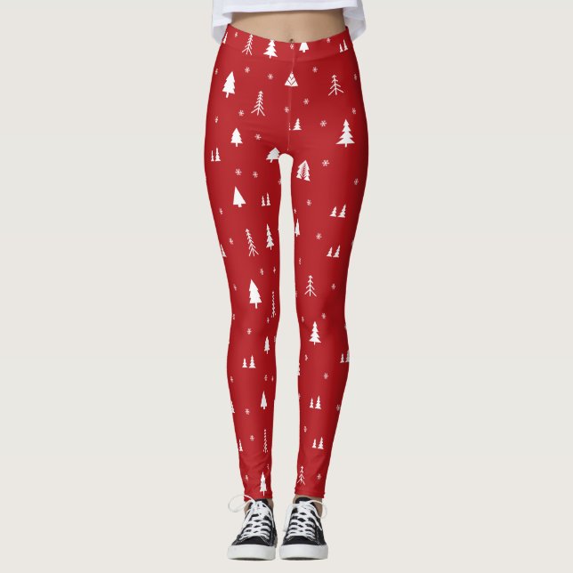 Arbres de Noël et Snowflakes Leggings (Devant)