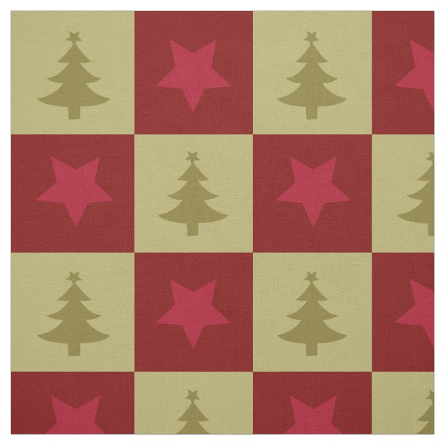 Arbres de Noël et tissu motif étoile (Échantillon)