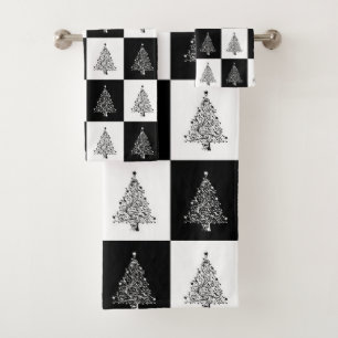 Arbres de Noël festifs noir blanc motif