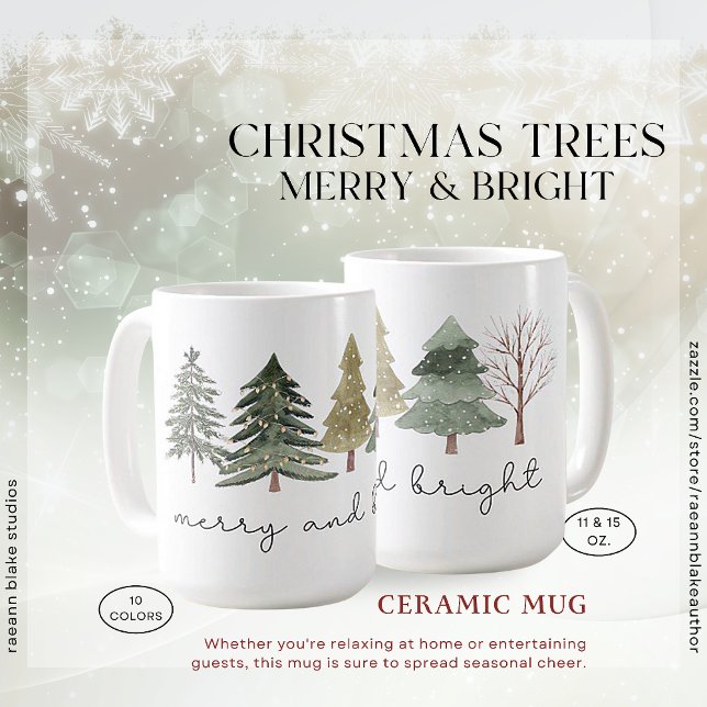 Arbres de Noël Joyeux & Lumineux Ceramig Mug (Créateur téléchargé)