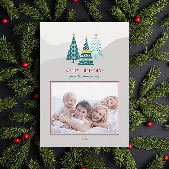 Arbres de Noël modernes Carte de Noël de famille (Créateur téléchargé)