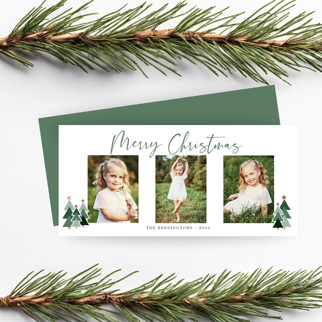 Arbres de Noël modernes Holiday 3 Photo (Modern Christmas Trees Holiday 3 Photo Card)