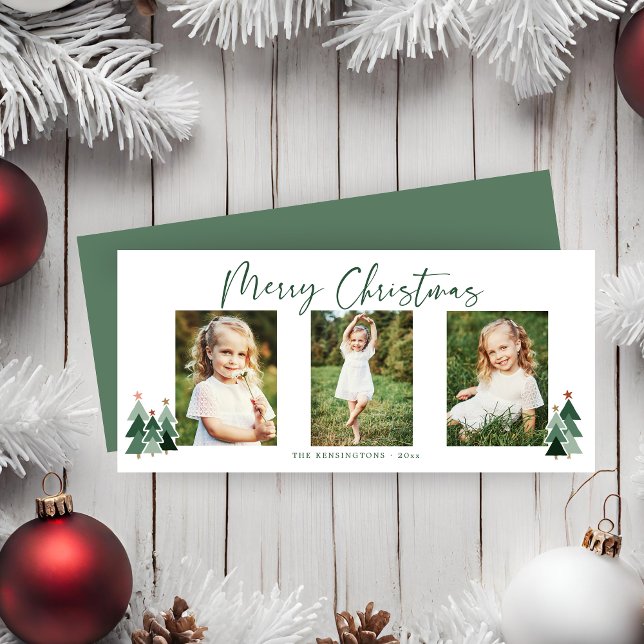 Arbres de Noël modernes Holiday 3 Photo (Modern Christmas Trees Holiday 3 Photo Card)