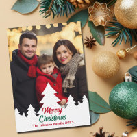 Arbres de Noël modernes Photo de famille Carte mag