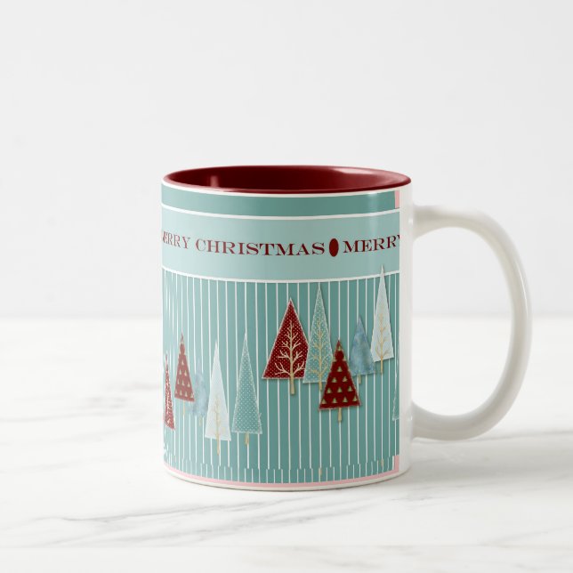 Arbres de Noël modernes rayés Mug de vacances (Droit)