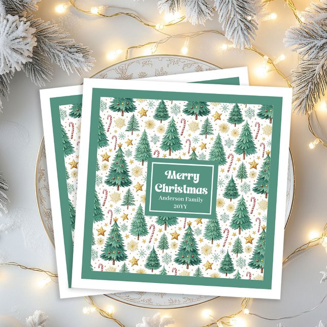 Arbres de Noël Modernes Serviettes en Papier Minim (Modern Christmas Trees Minimalist Paper Napkins)