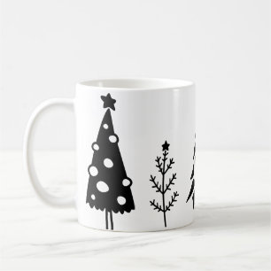 Arbres de Noël noirs et blancs Café Mug