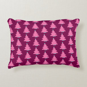 Arbres de Noël roses Coussin d'accent