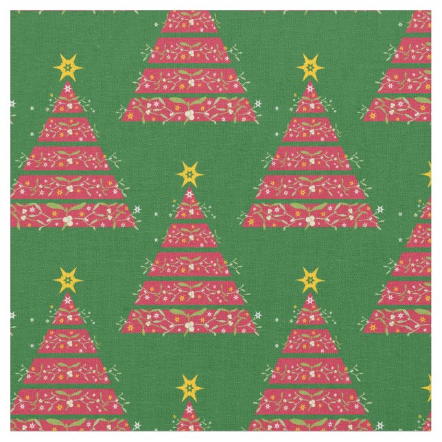 Arbres de Noël rouges en tissu de mistletoe (Fermer)