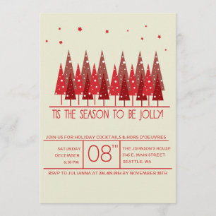 Arbres de Noël rouges Invitation de fête de Noël