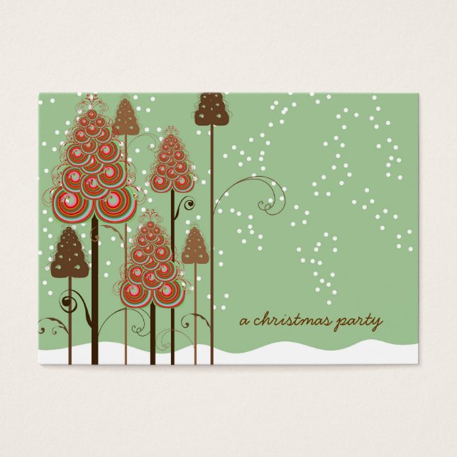 Arbres de Noël Whimsical Mini Invitation / Merci/ (Devant)