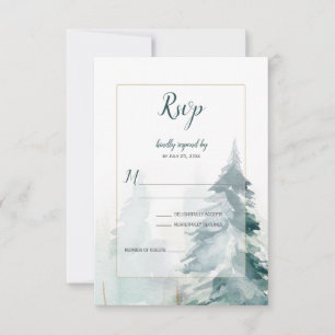 Arbres de pin d'hiver paysage enneigé Mariage RSVP