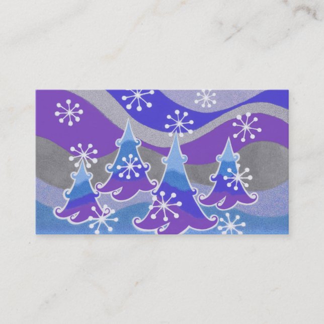 Arbres d'hiver bleu carte de visite bleu (Devant)