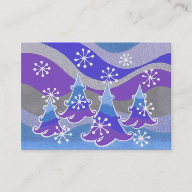 Arbres d'hiver Bleu carte de visite chubby bleu (Devant)