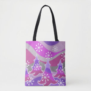 Arbres d'hiver pourpre sur tout le sac fourre-tout