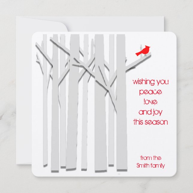 Arbres et Cardinal Eco-Friendly carte Kraft plat (Devant)