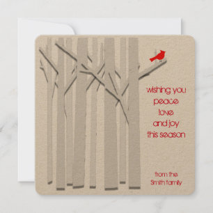 Arbres et Cardinal Eco-Friendly carte Kraft plat