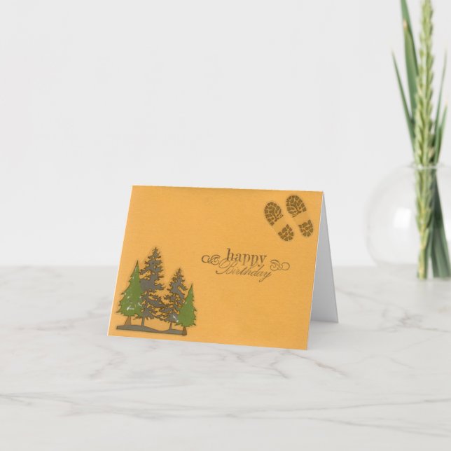 Arbres et empreintes de pieds Carte d'anniversaire (Devant)