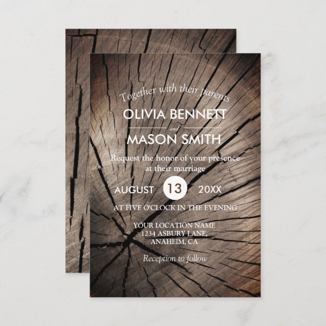 Arbres et nature Faire-part de mariage texturé (Devant / Derrière)