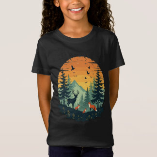 Arbres Faune Nature Forêt Vintage T-Shirt