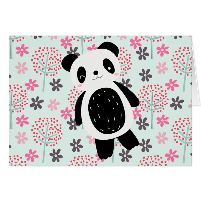Arbres, fleurs et ours de panda (Devant horizontal)